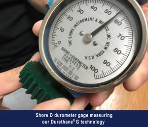 Shore D Durometer Gage measuring MPC Durethane G